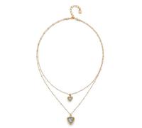 UNO de 50 | Colgante con Doble Cadena | con Triangulos Centrales de Cristal Blanco | Bañado en Oro de 18k | Joya Artesanal | Hecho en España