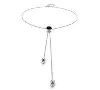 UNO de 50 Colgante Largo Bañado En Plata De Ley Con Cadena Regulable Y Cristal De Murano Negro Central