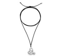 UNO de 50 Colgante Largo De Cordón Efecto Seda Y Corazón Central Bañado En Plata De Ley Con Cristal Transparente