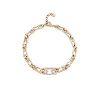 UNO de 50, Collar con Eslabón Central y Topacios, Baño de Oro 18K, Joya Artesanal, Diseño Creativo