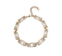 UNO de 50, Collar de Eslabones Rectangulares, Bañado en Oro 18K, Con Topacios, Joya Artesanal, Diseño Creativo