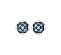 Uno de 50 | Pendientes con Cristal Facetado Azul | Cierre de Tuerca | Bañados en Plata de Ley | Joya Artesanal | Hecho en España