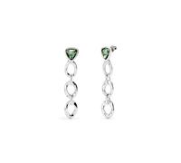 Uno de 50 | Pendientes con Cristales de Color Verde | Forma Triangular | Bañado en Plata de Ley | Joya Artesanal | Hecho en España