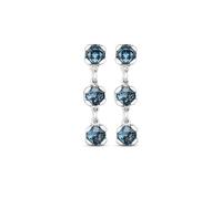Uno de 50 Pendientes Largos Bañados En Plata De Ley Con 3 Cristales Facetados De Color Azul