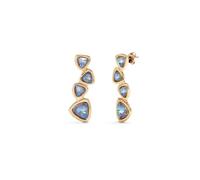 Uno de 50 | Pendientes Largos | con Cuatro Cristales Multicolor | Bañado en Oro de 18k | Joya Artesanal | Hecho en España