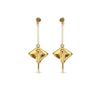 Uno de 50 | Pendientes Largos | con Forma de Mantarraya | Bañados en Oro de 18k | Joya Artesanal | Hecho en España