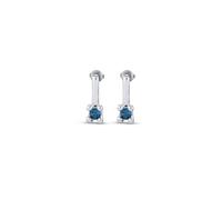Uno de 50 | Pendientes Medianos de Aleación de Metales | Bañados en Plata de Ley | con Circonita Azul | Joya Artesanal | Diseño Creativo