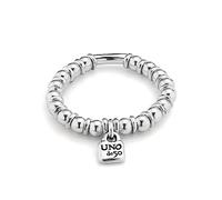 UNO de 50 Pulsera Bañada En Plata De Ley Con Bolas Y Elástica, Con Un Diseño Creativo De Bolas Decoradas Por El Icónico Candado