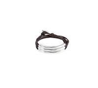 UNO de 50 Pulsera Bañada En Plata De Ley Con Varias Tiras De Cuero Y Cierre En Mosquetón