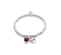 UNOde50 Pulsera Bañadas En Plata De Ley Y Cristal De Murano Morado Y Palabra Suerte