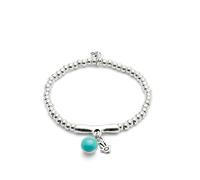 UNO de 50 Pulsera De Bolas Bañadas En Plata De Ley Y Cristal De Murano Turquesa Y Mano De Fátima