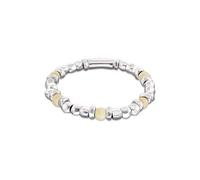 UNO de 50 | Pulsera de Bolas | con Cuentas y Cristal de Color Marfil | Bañada en Plata de Ley | Talla XL | Joya Artesanal | Hecho en España