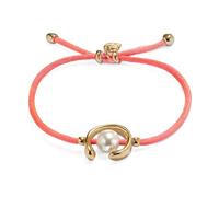 UNO de 50 Pulsera De Hilo Fucsia Con Perla Shell Fornitura Bañada En Oro 18K