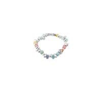 UNO de 50 | Pulsera Elástica Bañada en Plata de Ley | Cristales Multicolor | Joya Artesanal | Hecho a mano en España