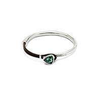 UNO de 50 | Pulsera Fina para Mujer | Cuero y Bañada en Plata de Ley | Cristal Facetado Verde | Talla M | Joya Artesanal | Hecho en España
