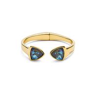 UNO de 50 | Pulsera Gruesa para Mujer | Bañada en Oro de 18K | Dos Cristales Facetados Multicolor Grandes | Talla M | Joya Artesanal | Hecho en España