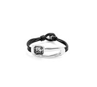 UNO de 50 | Pulsera Rígida | Aleación De Metales | Bañado En Plata De Ley | Cristal Facetado Negro | Joya artesanal | Hecho en España