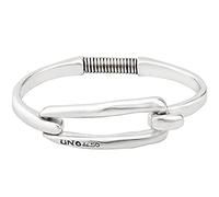 UNO de 50 - Pulsera Rígida Plata de Ley o Bañada En Oro De 18K Que Presenta Un Original Cierre En Forma De Eslabón
