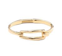 UNO de 50 - Pulsera Rígida Plata de Ley o Bañada En Oro De 18K Que Presenta Un Original Cierre En Forma De Eslabón