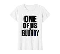 Uno de Nosotros es borroso Divertido Bar ilusión óptica Camiseta gráfica económica, Mujer, Blanco, S