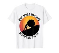 Uno Debe Imaginar Sísifo Feliz Divertido Mito de la mitología Griega Camiseta gráfica económica, Hombre, Blanco, M