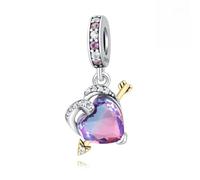 Uno - flecha - a través - del - corazón Colorful Zircon Colgante Charm, 925 Sterling Silver Charm Bracelet Accesorio, Compatible con Pandora Bracelet Neckalce