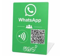 UNO' Soporte NFC y QR para Chat y Contacto (Verde, WhatsApp Comunidad) | Tarjeta NFC y QR con enlace editable para abrir chat, contacto, grupo, reservas o atención al cliente