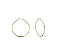 UNOAERRE Pendientes de aro octogonales, chapados en oro amarillo de 24 quilates, 4,5 cm, estilo clásico, acabado brillante 000EXO4809900-2754