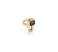 UNOde50 | Anillo | Aleación De Metales | Bañado En Oro 18 k | Con Cristal Negro|Joya Artesanal | Hecho en España