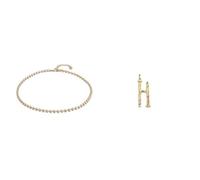 UNOde50 | Cadena con Bolas Continuas + Charm Abecedario Tamaño Grande | Bañada en Oro de 18k | Letra H | Joya Artesanal | Hecho en España