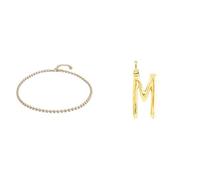 UNOde50 | Cadena con Bolas Continuas + Charm Abecedario Tamaño Grande| Bañada en Oro de 18k | Letra M | Joya Artesanal | Hecho en España