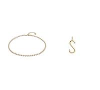 UNOde50 | Cadena con Bolas Continuas + Charm Abecedario Tamaño Grande| Bañada en Oro de 18k | Letra S | Joya Artesanal | Hecho en España