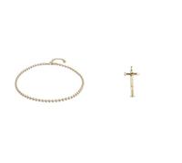 UNOde50 | Cadena con Bolas Continuas + Charm Abecedario Tamaño Grande| Bañada en Oro de 18k | Letra T | Joya Artesanal | Hecho en España