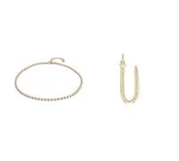 UNOde50 | Cadena con Bolas Continuas + Charm Abecedario Tamaño Grande| Bañada en Oro de 18k | Letra U | Joya Artesanal | Hecho en España