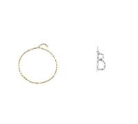 UNOde50 | Cadena Corta + Charm Abecedario Tamaño Grande | Bañada en Oro de 18k | Letra B | Joya Artesanal | Hecho en España