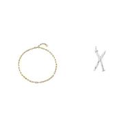 UNOde50 | Cadena Corta + Charm Abecedario Tamaño Grande | Bañada en Oro de 18k | Letra X | Joya Artesanal | Hecho en España