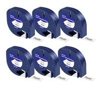 UNOKA Compatible con Dymo Cinta de etiquetas para DYMO Letratag Plastic White 12 mm x 4 m para Dymo Letratag XR LT-100H LT-100T 200B, A91221 91221 Negro sobre Blanco Plástico Letra Tag Cinta de