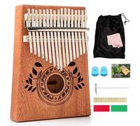 UNOKKI Piano de pulgar Kalimba de 17 teclas con instrucción de estudio y martillo de afinación, piano de dedo de madera portátil Mbira Sanza Acacia KOA para niños adultos principiantes.