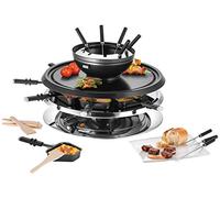 Unold 48726 Raclette Multi 4 en 1-1300 W, para hasta 8 Personas, Revestimiento Antiadherente, raclette, Fondue, Piedra Caliente y Parrilla, Capacidad Aprox. 700 ml