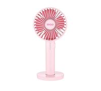 Unold 86624 Breezy II - Ventilador de Mano (con Espejo Integrado en el Soporte, 5 Niveles de regulación de Velocidad y luz indicadora LED), Color Rosa