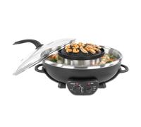 Unold Asia - Fondue Hot Pot, 2 en 1, 2,5 L, acero inoxidable | Parrilla ajustable por separado con revestimiento antiadherente, 4 cestas para fondue, tapa de cristal, desmontable