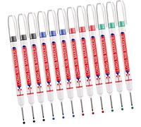 UNOLIGA 12pcs Marcador Agujeros Profundos, Rotulador Carpintero, Marcador Permanentes de Punta Larga de 20 mm, Rotuladores Metalicos para Marcar Lugares de Difícil Acceso (Negro Azul Rojo Verde)