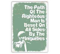 Unoopler Letrero de metal con texto en inglés "The Path of the Righteous", para interiores y exteriores, 20,3 x 30,5 cm, aspecto vintage
