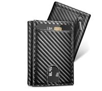 UNOSEKS Monedero para Hombre con protección RFID, Monedero Triple para Hombre, sin Monedero, Cartera Delgada con Compartimento para Monedas, 1 Funda para identificación y 4 Tarjetas