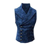 UnoSheng Chaleco de traje renacentista para hombre retro elegante - chaleco para hombre negro vintage traje cruzado chaleco clásico medieval steampunk chaleco slim fit victoriano chaleco de equitación