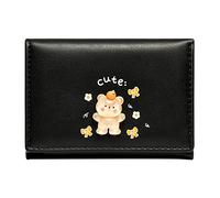 UnoSheng Fabricante Rabbit PrintingShort Fruit Button Cute Clip Girl Wallet Monedero Bolso pequeño lindo monedero, Black, Talla única