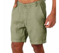 UnoSheng Pantalones cortos de baloncesto con botones cortos casuales con cordones bolsillos pantalones de cintura pantalones de lino para hombre de algodón de moda pantalones cortos de neopreno para