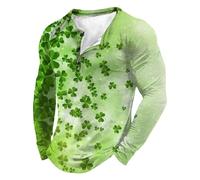 UnoSheng Reloj de pulsera para hombre, fecha, manga corta, camisa de moda con estampado Saint-Print para hombre, sin mangas, verano, verde, S