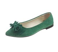 UnoSheng Zapatillas de deporte para mujer, invierno y otoño, ligeras, de ante con puntas, boca baja, suave, arco inferior, zapatos únicos, para citas, citas, tallas grandes, zapatos planos de ballet