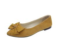 UnoSheng Zapatos azules para mujer, zapatos de verano y otoño, ligeros, de ante con puntos, boca plana, arco suave, zapatos únicos, para citas, tallas grandes, zapatos planos para mujer, amarillo, 43